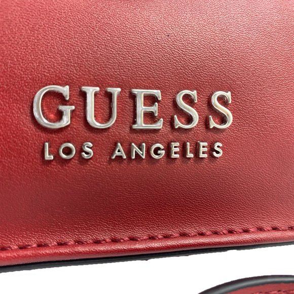 GUESS Factory Jaslynn Embossed Logo Crossbody Cranberry, One Size - Picture 2 of 7